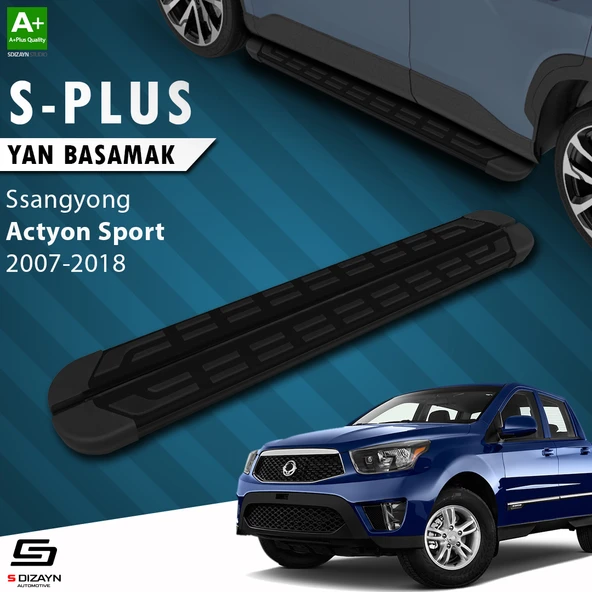 S-Dizayn Ssangyong Actyon Sports S-Plus Siyah Yan Basamak 203 Cm 2007-2018 A+ Kalite ürün görseli 1