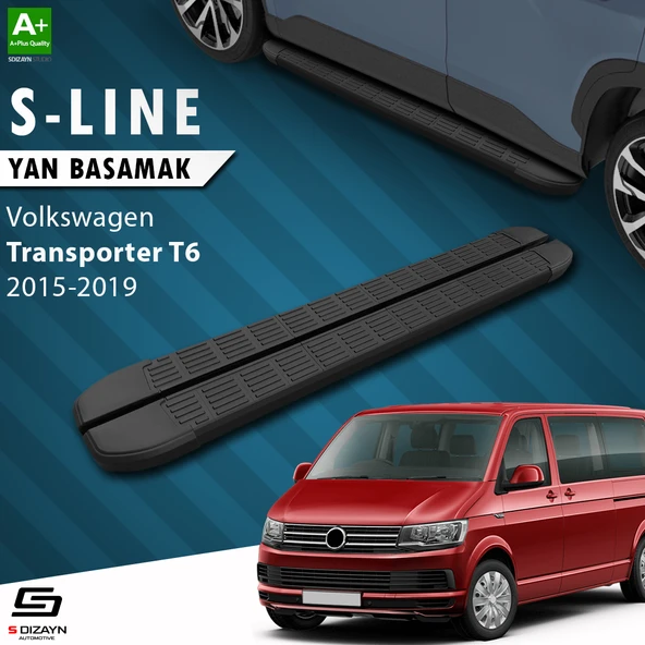 S-Dizayn VW Transporter T6 Kısa Şase S-Line Siyah Yan Basamak 213 Cm 2015-2019 A+ Kalite ürün görseli 1