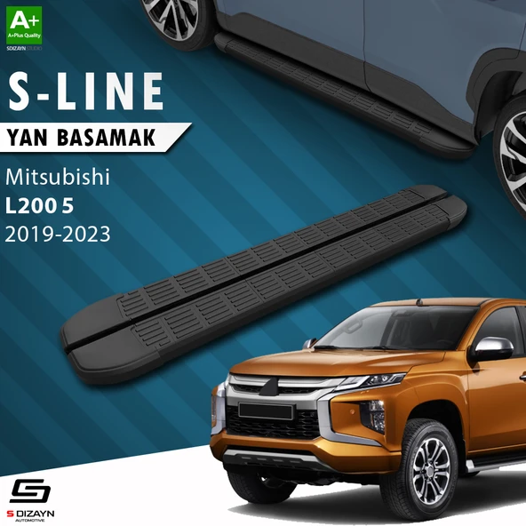 S-Dizayn Mitsubishi L200 5 Makyajlı S-Line Siyah Yan Basamak 203 Cm 2019-2023 A+ Kalite ürün görseli 1
