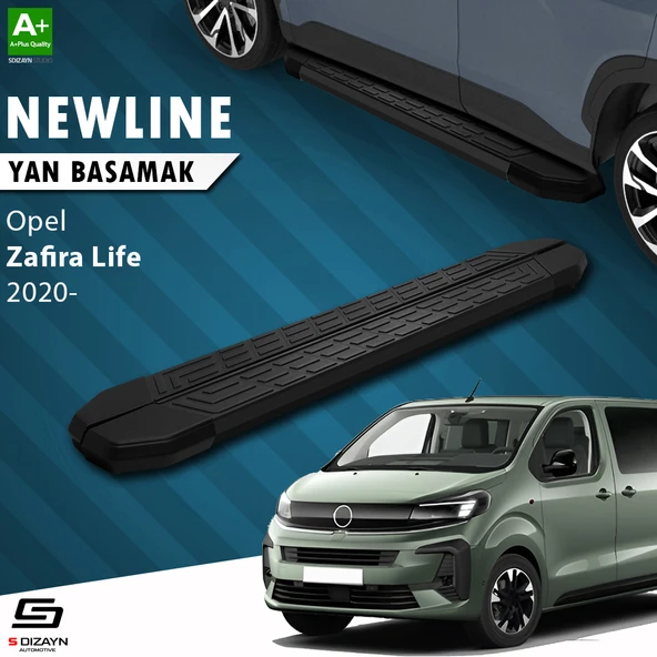 S-Dizayn Opel Zafira Life Uzun Şase NewLine Siyah Yan Basamak 243 Cm 2020 Üzeri A+ Kalite ürün görseli 1
