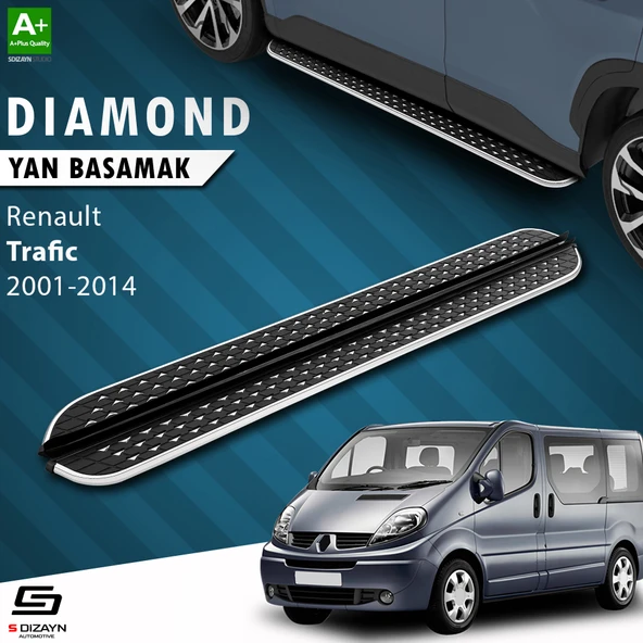 S-Dizayn Renault Trafic 2 Kısa Şase Diamond Krom Yan Basamak 223 Cm 2001-2014 A+ Kalite ürün görseli 1