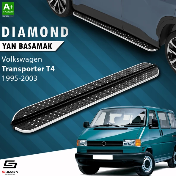 S-Dizayn VW Transporter T4 Uzun Şase Diamond Krom Yan Basamak 253 Cm 1995-2003 A+ Kalite ürün görseli 1