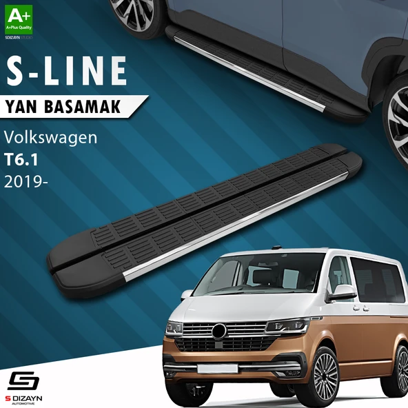 S-Dizayn VW Transporter T6.1 Kısa Şase S-Line Krom Yan Basamak 213 Cm 2019-2025 A+ Kalite ürün görseli 1