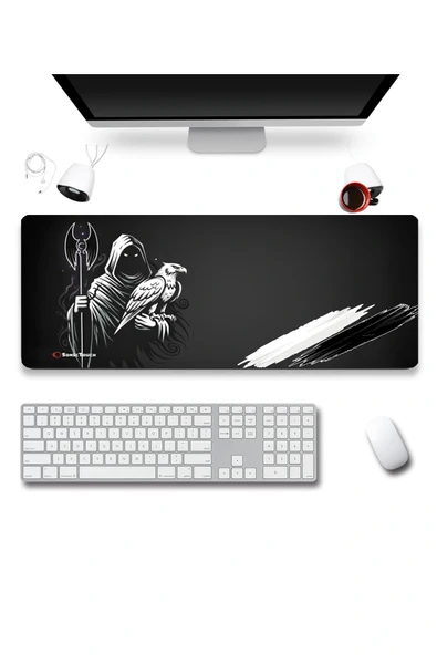 SonicTouch Kartalın Efendisi Siyah Beyaz Dikişsiz Pürüzsüz Sıvı Geçirmez XXL Gamer Klavye Mousepad 40x90cm ürün görseli 1