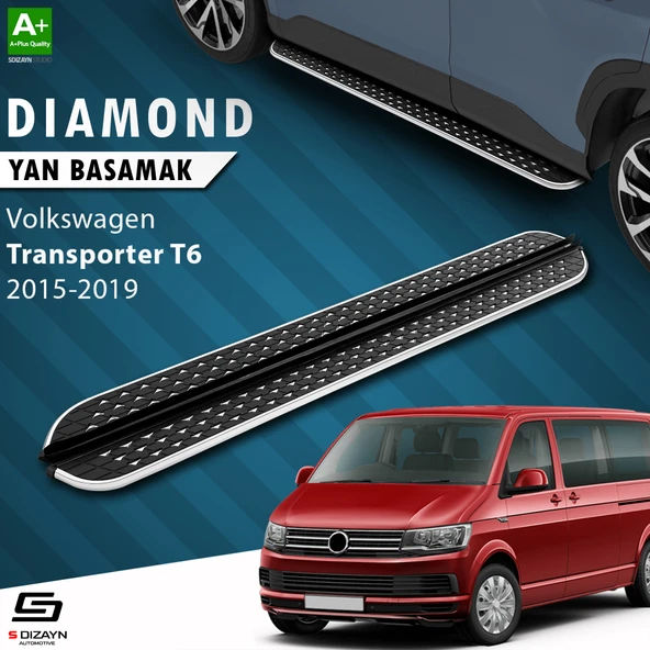 S-Dizayn VW Transporter T6 Kısa Şase Diamond Krom Yan Basamak 213 Cm 2015-2019 A+ Kalite ürün görseli 1