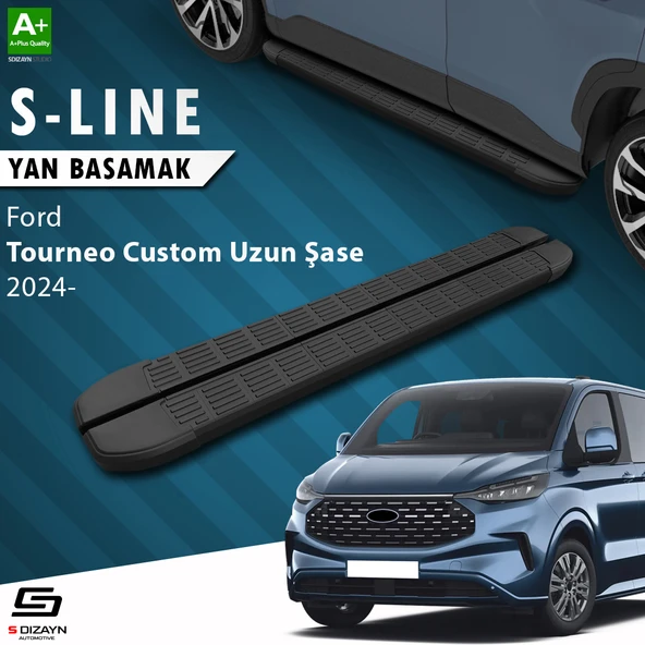 S-Dizayn Ford Tourneo Custom 2 Uzun Şase S-Line Siyah Yan Basamak 263 Cm 2023 Üzeri A+ Kalite ürün görseli 1