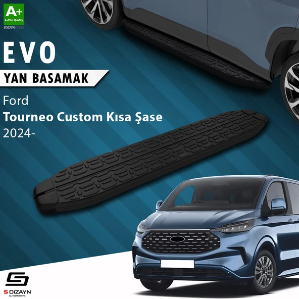 S-Dizayn Ford Tourneo Custom 2 Kısa Şase Evo Siyah Yan Basamak 223 Cm 2023 Üzeri A+ Kalite ürün görseli 1
