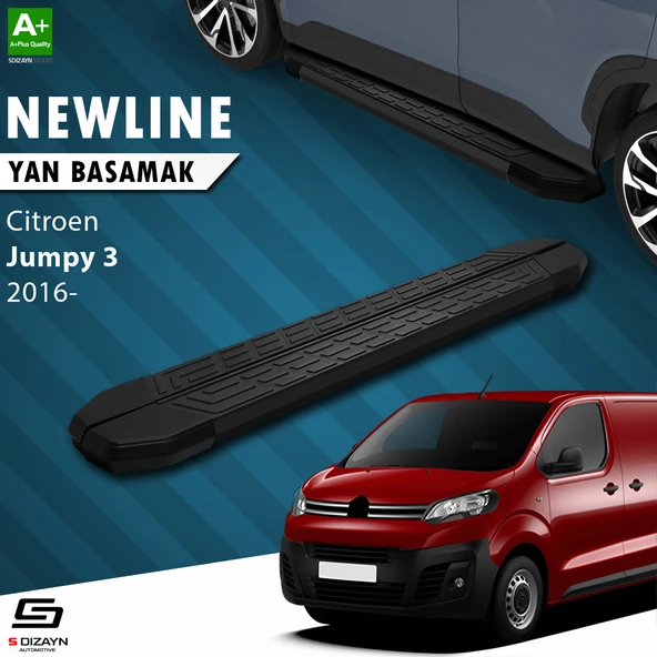 S-Dizayn Citroen Jumpy 3 Uzun Şase NewLine Siyah Yan Basamak 243 Cm 2016 Üzeri A+ Kalite ürün görseli 1