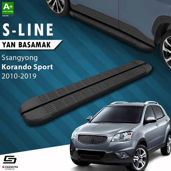 S-Dizayn Ssangyong Korando Sport S-Line Siyah Yan Basamak 203 Cm 2010-2019 A+ Kalite ürün görseli 1