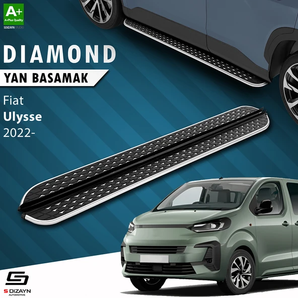 S-Dizayn Fiat Ulysse Kısa Şase Diamond Krom Yan Basamak 213 Cm 2022 Üzeri A+ Kalite ürün görseli 1