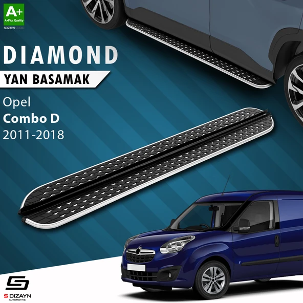 S-Dizayn Opel Combo D Uzun Şase Diamond Krom Yan Basamak 223 Cm 2011-2018 A+ Kalite ürün görseli 1