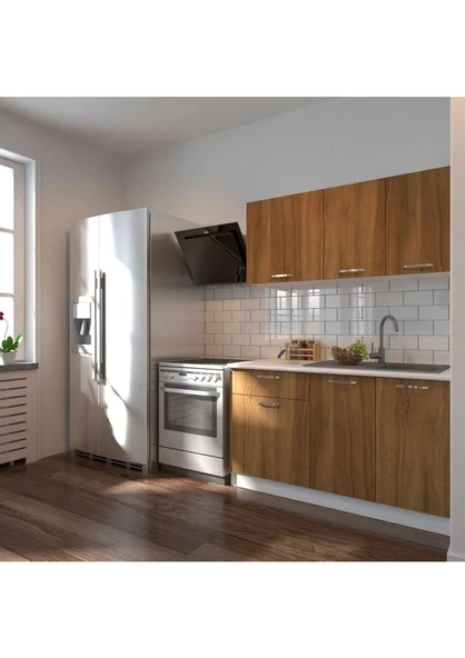 T Designo Inci Hazır Mutfak Dolabı 140 cm - Tezgah Dahil - Ceviz ürün görseli 1