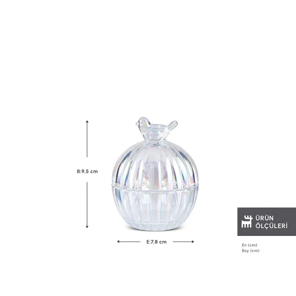 Karaca Kuşlu Cam Lokumluk Luster 9,5 Cm - Resim 2