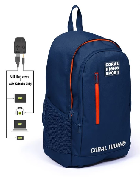 Coral High Sport Lacivert Okul ve Günlük Sırt Çantası - Çocuk, Genç ürün görseli 1