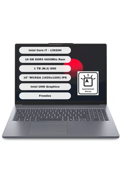 IdeaPad Slim 3 16IRH10 Intel Core i7 13620H 16GB 1TB SSD Freedos 16" FHD 83K2001VTR ürün görseli 1