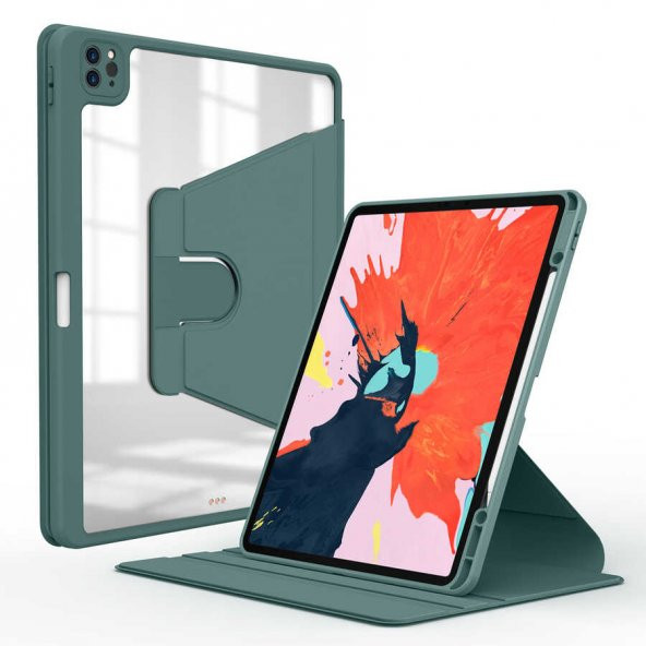 iPad Pro 11 2020 (2.Nesil) Kılıf Kalem Bölmeli Dönebilen Standlı Silikon ürün görseli 1
