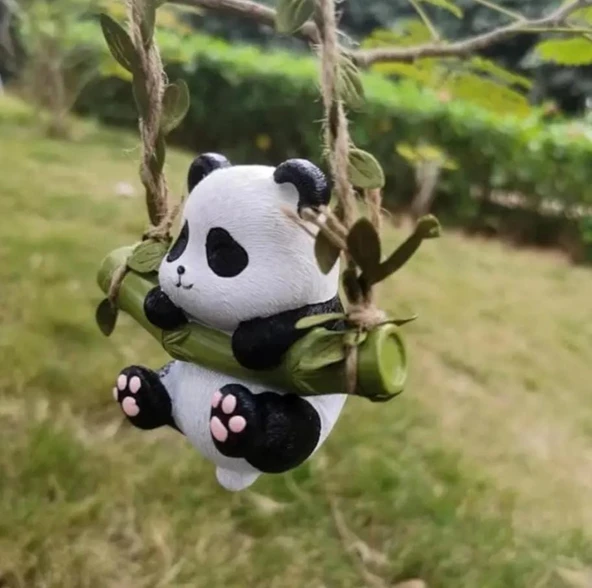 Bahçe balkon süsü dekoratif sallanan panda ürün görseli 1