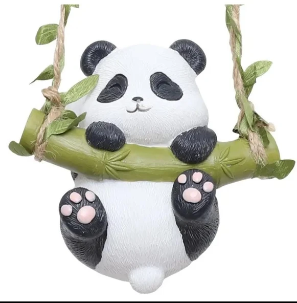 Bahçe balkon süsü dekoratif sallanan panda - Resim 3