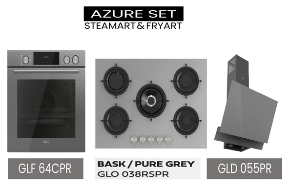 GL General Azure Gri Ankastre Set GLD055PR-GLO038RSPR-GLF64CPR Buhar Destekli ürün görseli 1