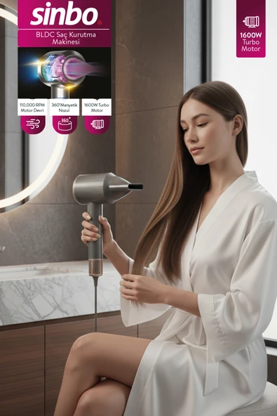 Sinbo SHD-1726 BLDC Saç Kurutma Makinesi - Gri ürün görseli 1