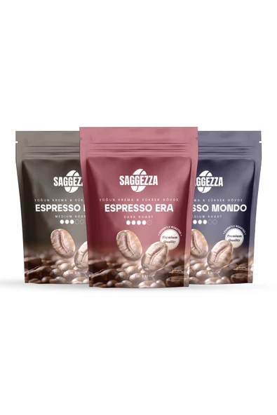 Saggezza Tanışma Paketi, Espresso Lago 250 gr + Espresso Mondo 250 gr + Espresso Era 250 gr ürün görseli 1