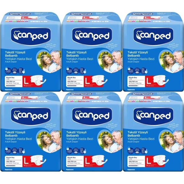 Canped Yetişkin Bezi Bel Bantlı Tekstil Yüzey L - Büyük - Large 84 Adet ürün görseli 1