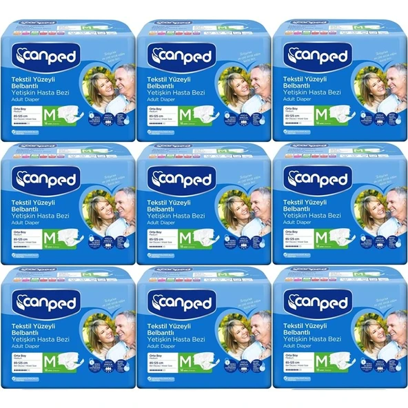 Canped Yetişkin Bezi Bel Bantlı Tekstil Yüzey M - Orta - Medium 162 Adet ürün görseli 1
