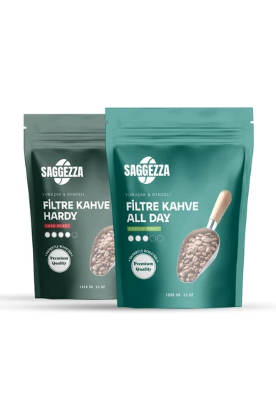 Saggezza Filtre Kahve All Day 1000 gr + Filtre Kahve Hardy 1000 gr Tanışma Paketi ürün görseli 1