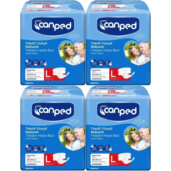 Canped Yetişkin Bezi Bel Bantlı Tekstil Yüzey L - Büyük - Large 56 Adet ürün görseli 1
