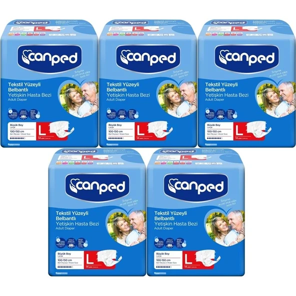 Canped Yetişkin Bezi Bel Bantlı Tekstil Yüzey L - Büyük - Large 70 Adet ürün görseli 1