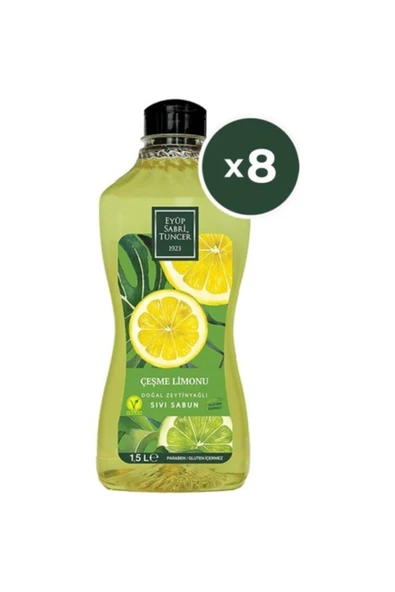 Eyüp Sabri Tuncer Doğal Zeytinyağlı Sıvı Sabun Çeşme Limonu Sıvı Sabun 1500 ml x 8 ürün görseli 1