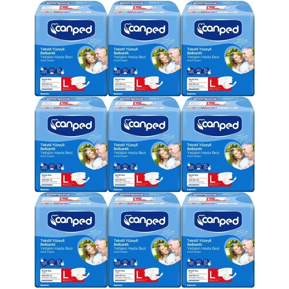 Canped Yetişkin Bezi Bel Bantlı Tekstil Yüzey L - Büyük - Large 126 Adet ürün görseli 1