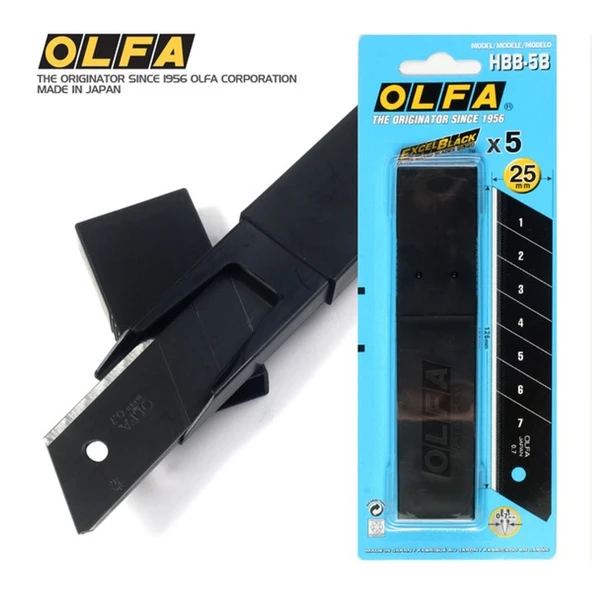 Olfa HBB-5B Ultra keskin Siyah 25 mm Maket Bıçak Yedeği 5 li Paket ürün görseli 1