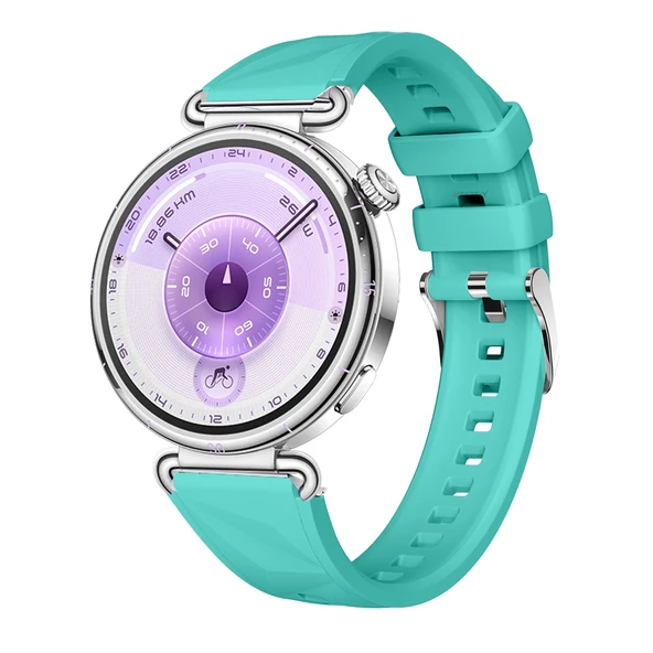 Sneezy Huawei Watch GT6 41mm İle Uyumlu Prism Metal Tokalı Soft Yumuşak Silikon Kordon  Turkuaz ürün görseli 1