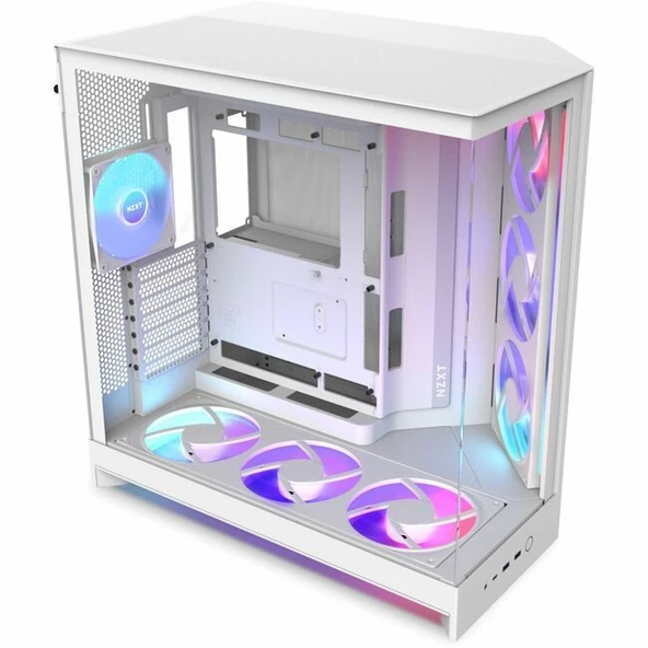 NZXT H9 Flow RGB+ 2025 CM-H92FW-P1 Dual-Chamber 7 RGB Fanlı ATX Beyaz Bilgisayar Kasası ürün görseli 1