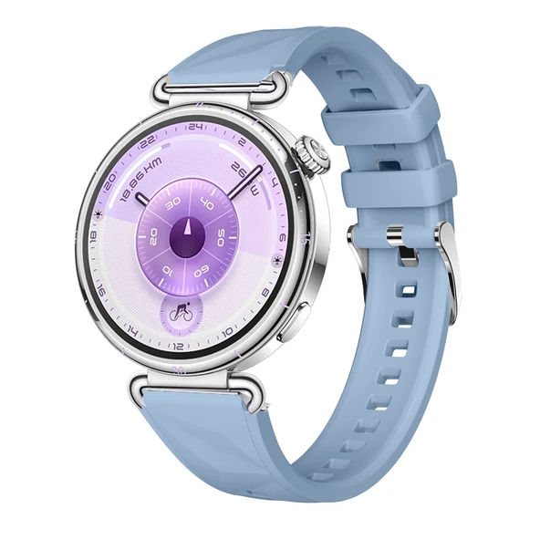 Sneezy Huawei Watch GT6 41mm İle Uyumlu Prism Metal Tokalı Soft Yumuşak Silikon Kordon  Mavi ürün görseli 1
