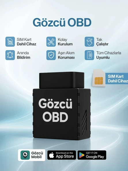 Gözcü Mobil OBD Girişi Araç GPS Takip Cihazı Uyumlu Sistemi Anlık Konum Geçmişe Dönük Konum Takibi Geofence ürün görseli 1