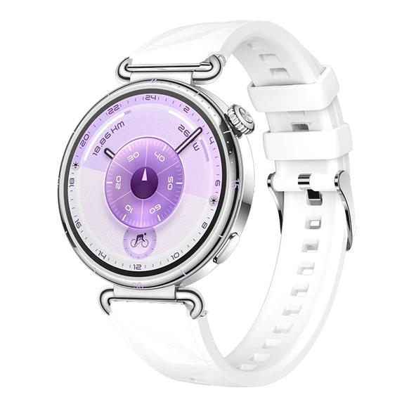 Sneezy Huawei Watch GT6 41mm İle Uyumlu Prism Metal Tokalı Soft Yumuşak Silikon Kordon  Beyaz ürün görseli 1