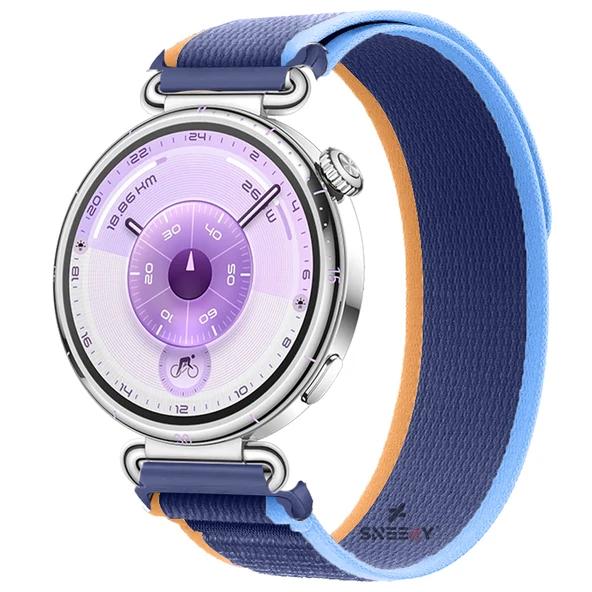 Huawei Watch GT6 41mm Uyumlu Kordon Trail Loop Cırtlı Yumuşak Kumaş Şık Kordon  Mavi Koyu ürün görseli 1