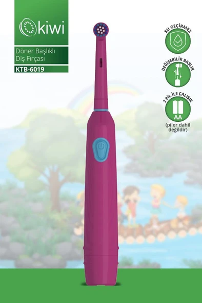 Kiwi Ktb-6019 Döner Başlıklı Plak Giderici Pilli Diş Fırçası Bordo ürün görseli 1