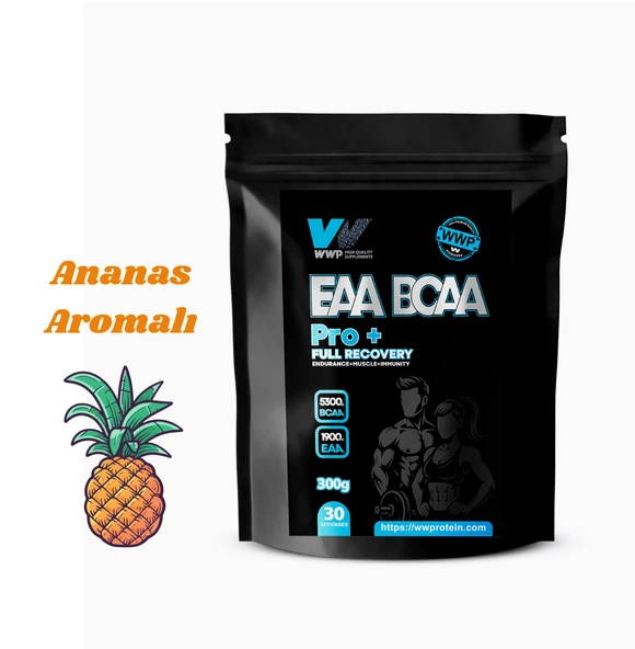 WWP EAA BCAA Pro+ Full Recovery, Tam İyileşme Dayanıklılık + Kas + Bağışıklık . 300g . Ananas Aromalı. ürün görseli 1