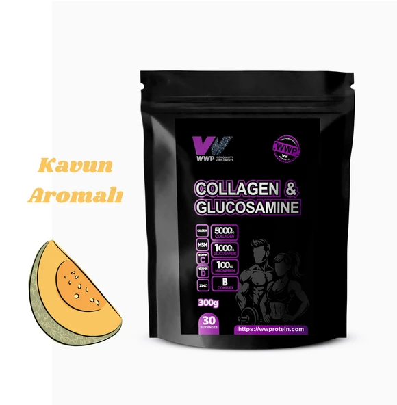 WWP Collagen & Glucosamine, Kolajen & Glukozamin Destek Tozu . 300g . Kavun Aromalı. ürün görseli 1