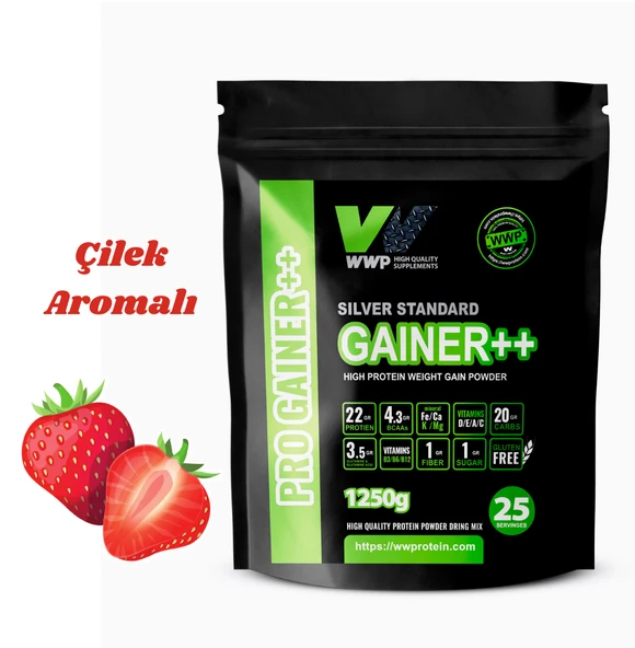 WWP Pro Gainer++ . Silver Standard . 1250g . Çilek Aromalı. ürün görseli 1