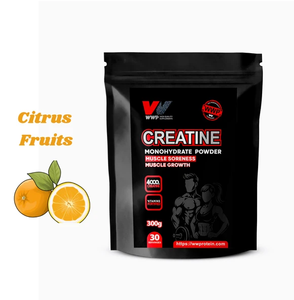 WWP Creatine Monohydrate Powder, Kreatin Monohidrat Tozu . 300g . Narenciye Meyveleri Aromalı. ürün görseli 1