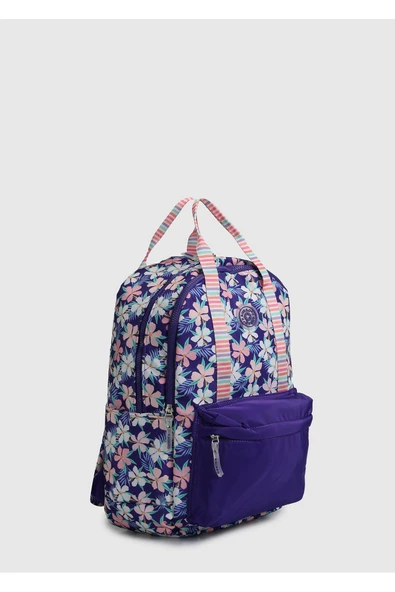 Mor K1763 Double Stripe Mor Sırt Çantası - Resim 2