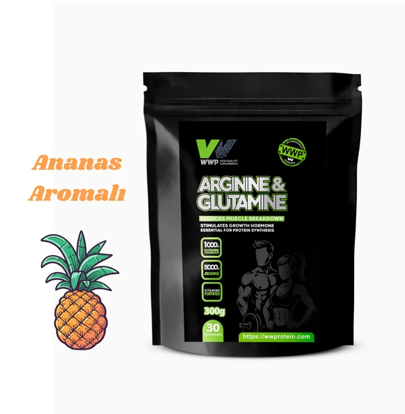 WWP Arginine & Glutamine . Kas yıkımını etkili şekilde azaltır . 300g . Ananas Aromalı. ürün görseli 1