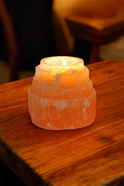 Turuncu Selenit Mumluk 8 Cm Tealight Mumluk ürün görseli 1