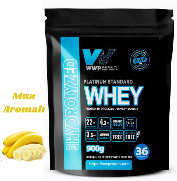 WWP Platinum Standard Whey Protein Hydrolyzed Tozu . 900g . Muz Aromalı. ürün görseli 1