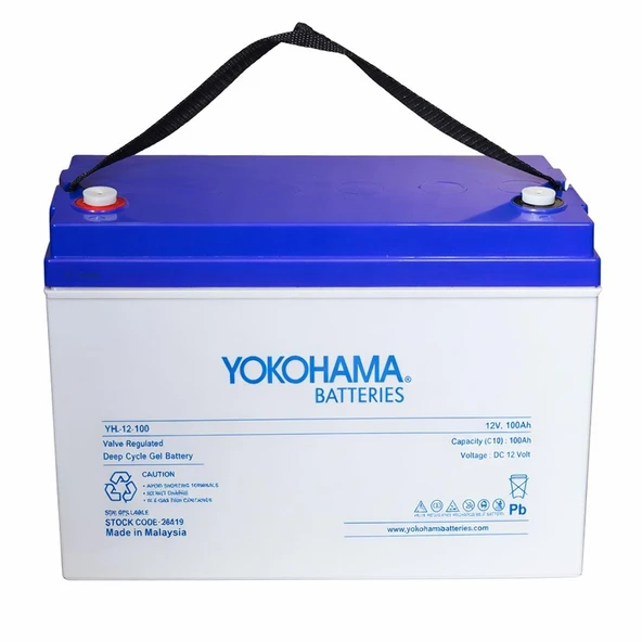 Yokohama YH-26919 12V 100Ah Tam Bakımsız Deep Cycle Jel Akü 330X172x218mm Yeni Tarihli Taze Akü ürün görseli 1