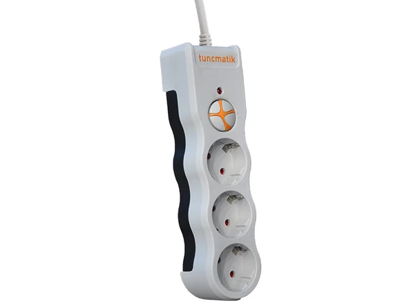 Tunçmatik Üçlü Akım Korumalı Priz Kablolu Beyaz Powersurge TSK19009 ürün görseli 1
